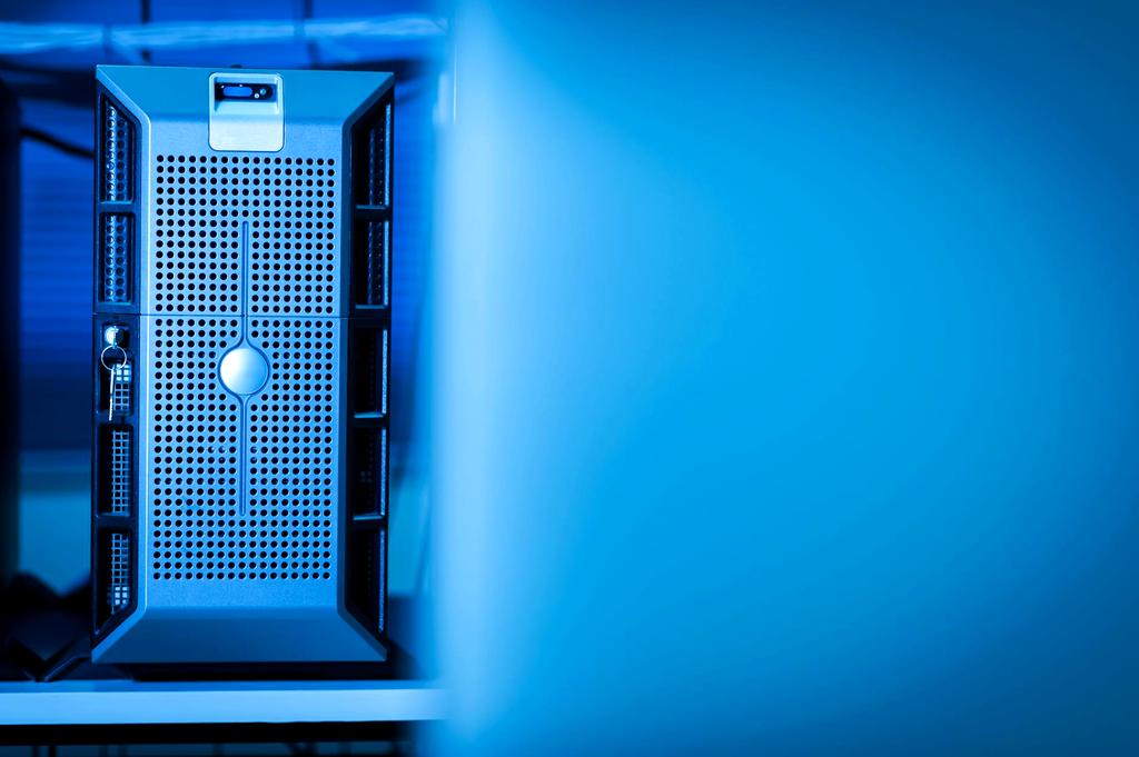 Modern data center with servers and storage units